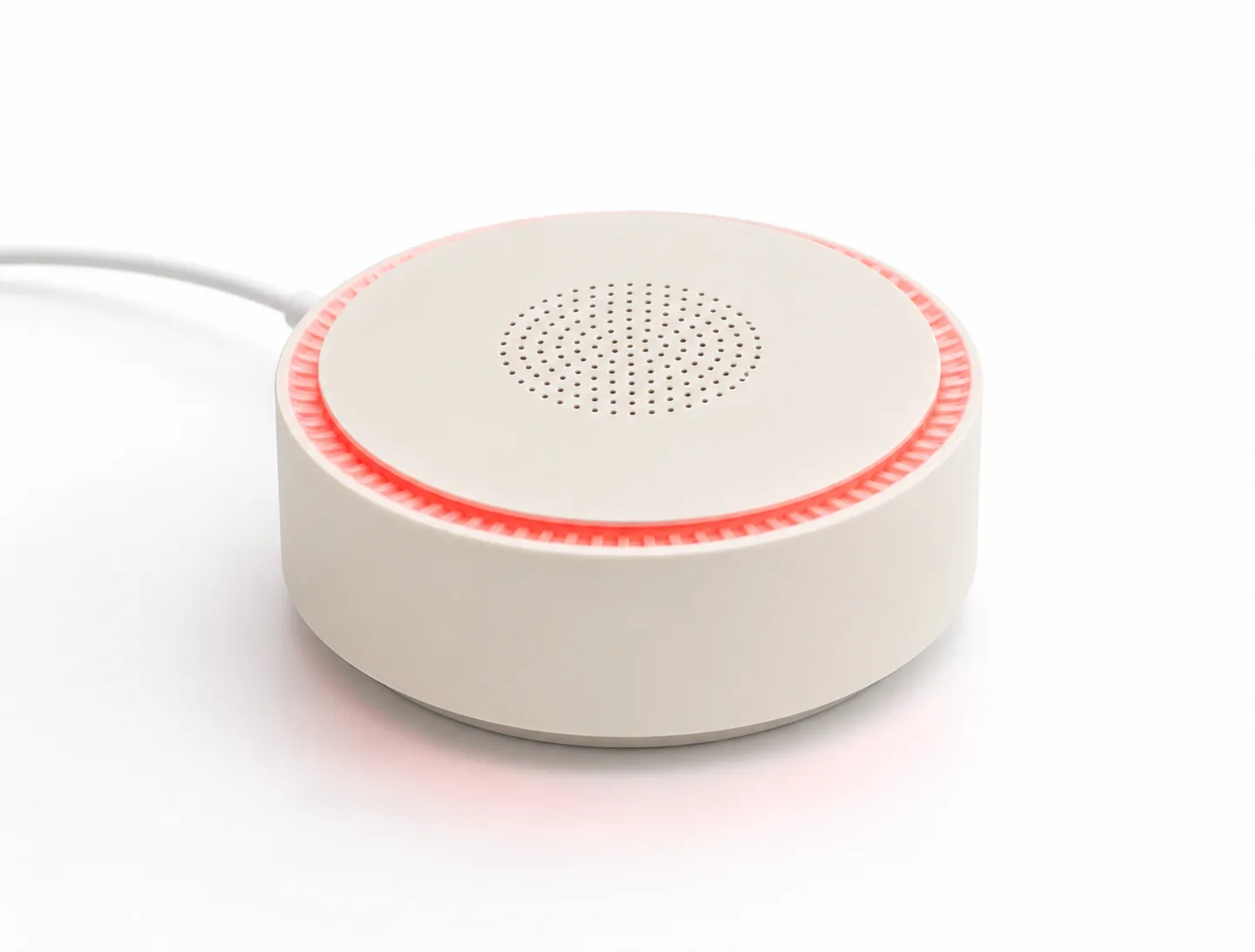 Apeiron Guard Mini Alarm Hub with its red warning light illuminated
