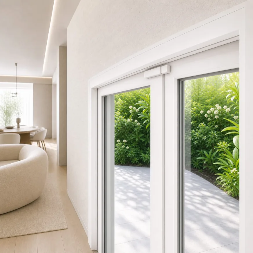 Apeiron Guard door and window sensor installed on a modern frame