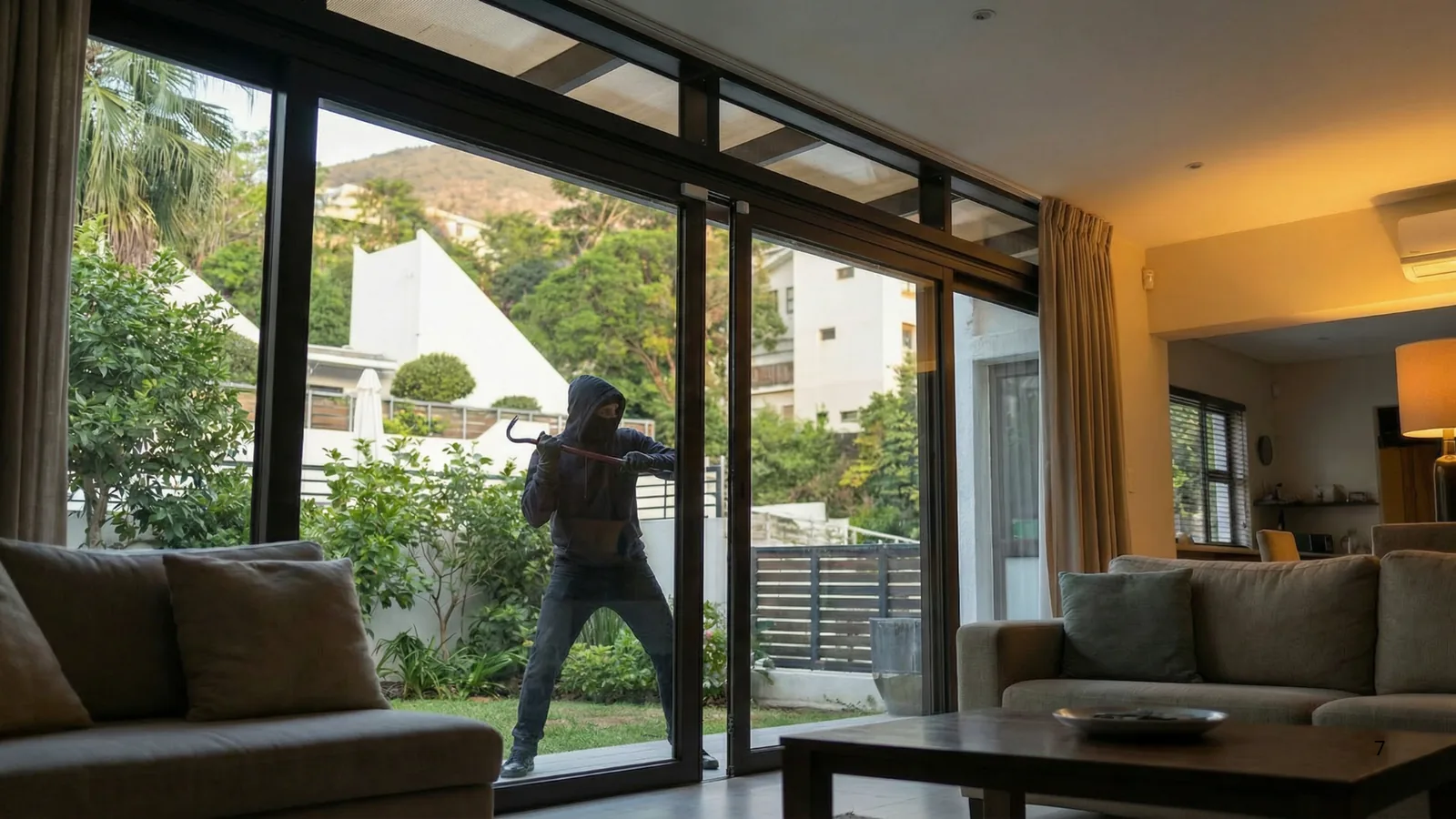 Door and Window Sensor detecting a forced-entry attempt at a glass door